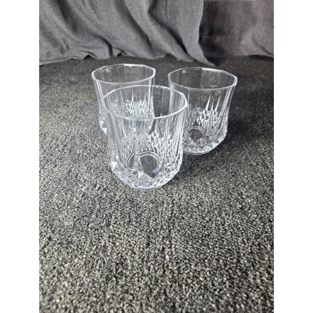 Vintage Cristal d'Arques Longchamp Double Old Fashioned Glasses Set of 3